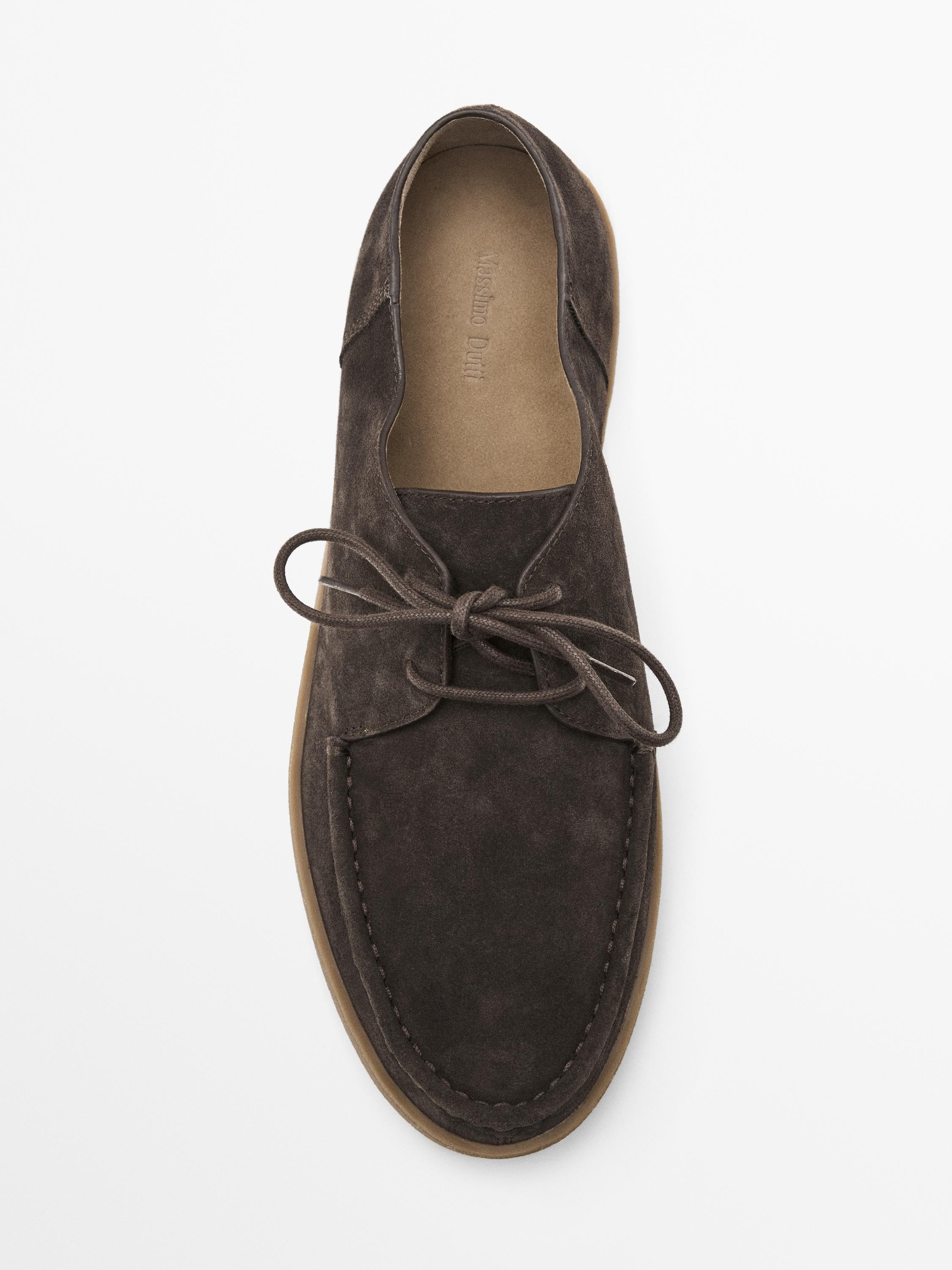 Moc toe split suede shoes